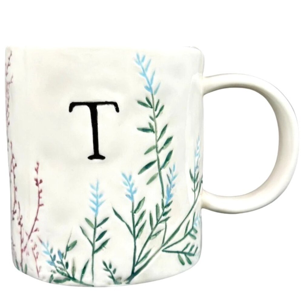Anthropologie DAGNY Monogram Initial Floral MUG